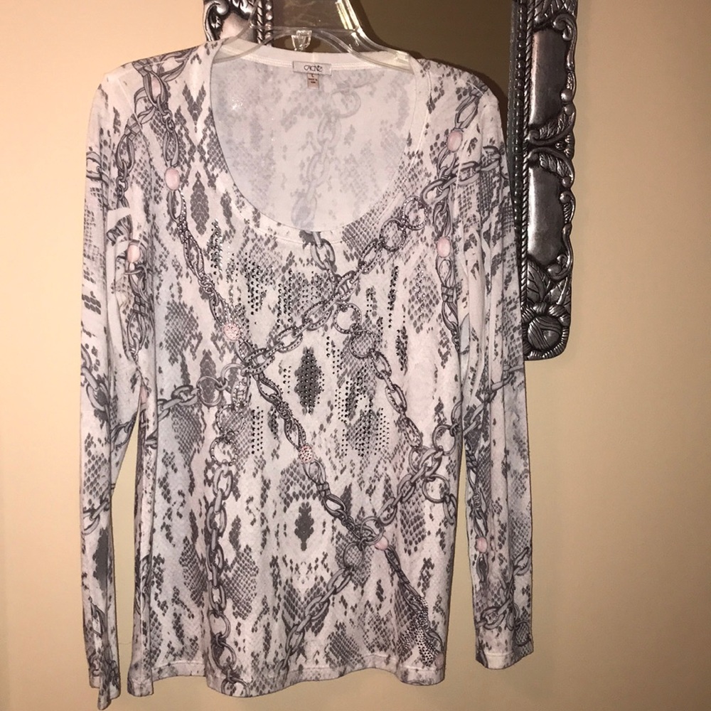 Cache Snake & Chain Link Print Studded Top L/Xl - image 1